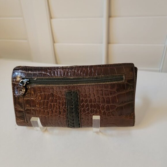 Brighton Dark Brown Leather Check Book Wallet Vintage - Picture 3 of 10